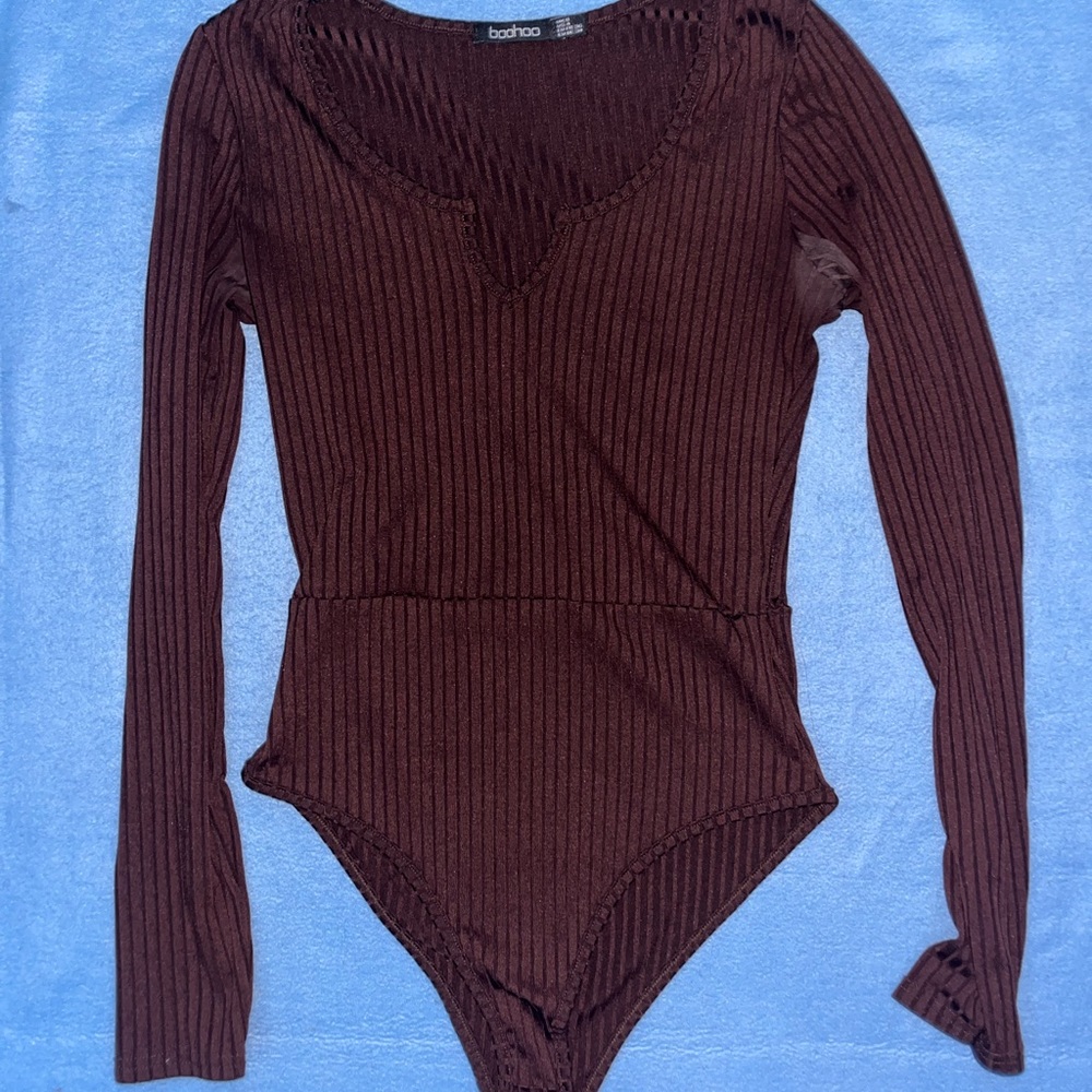 Boohoo Ribbed Bodysuit (4)